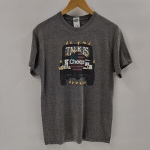 Delta Graphic Tee JEEP farm Talk To Cheep With Chickens Size Medium Gray